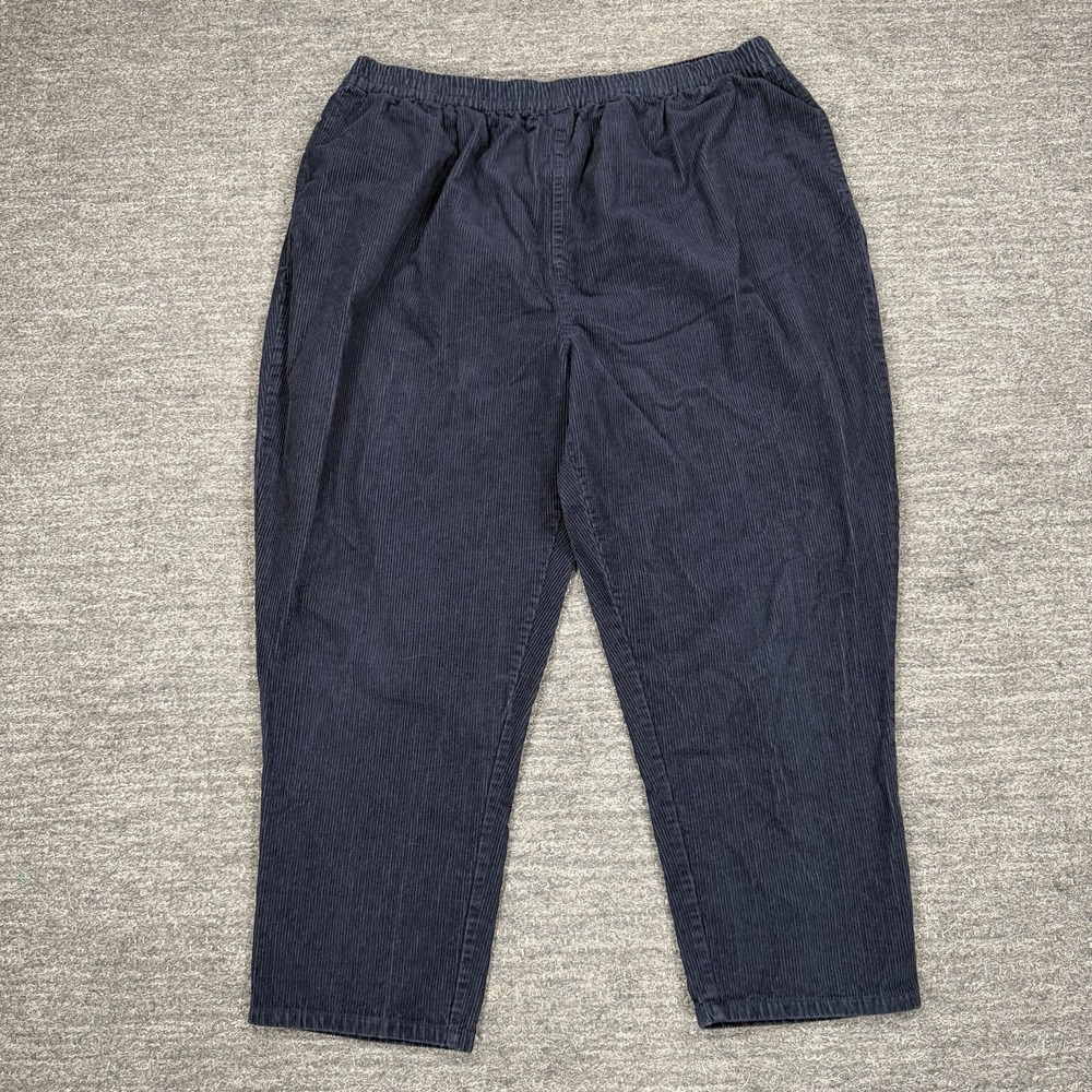 Lucy & Yak Corduroy Billie Trousers Women XL UK 18-22 Navy Tapered Pull On Pant